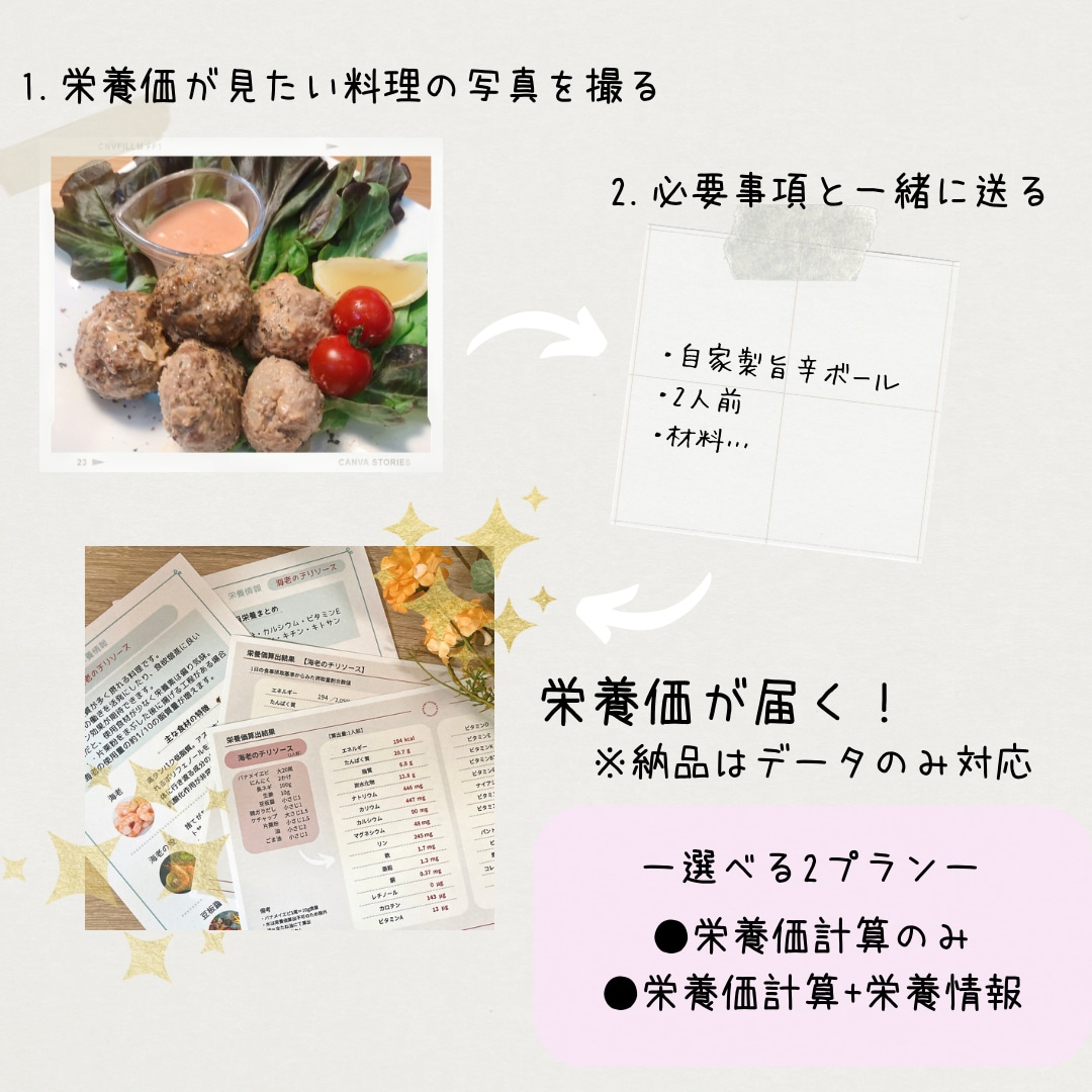 写真を送るだけ！毎日の食事栄養を算出します “自分だけの食事栄養レポート”をお届け【栄養算出のみプラン】 イメージ7