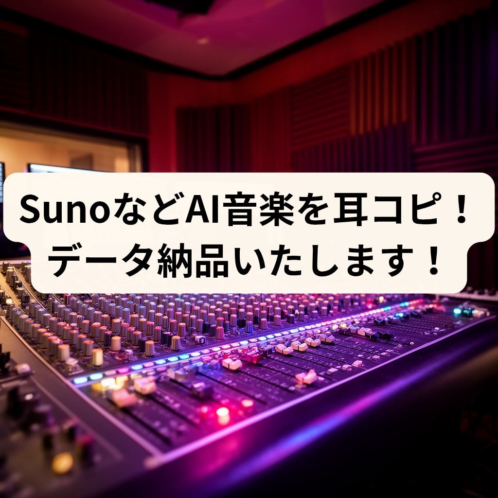 SunoなどのAI音楽をコピー、データ納品します 12日以内に納品！作曲家がsuno楽曲コピーします！ イメージ1