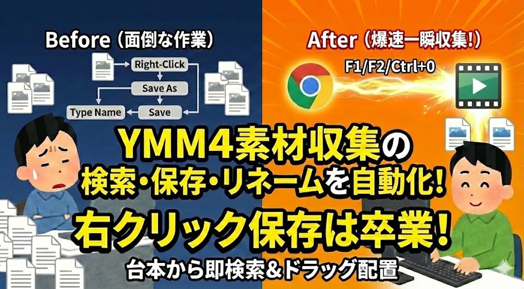 YMM4上で自動検索保存！素材収集ツール提供します 検索ワードが自動でファイル名に！素材収集保存を自動化 イメージ1