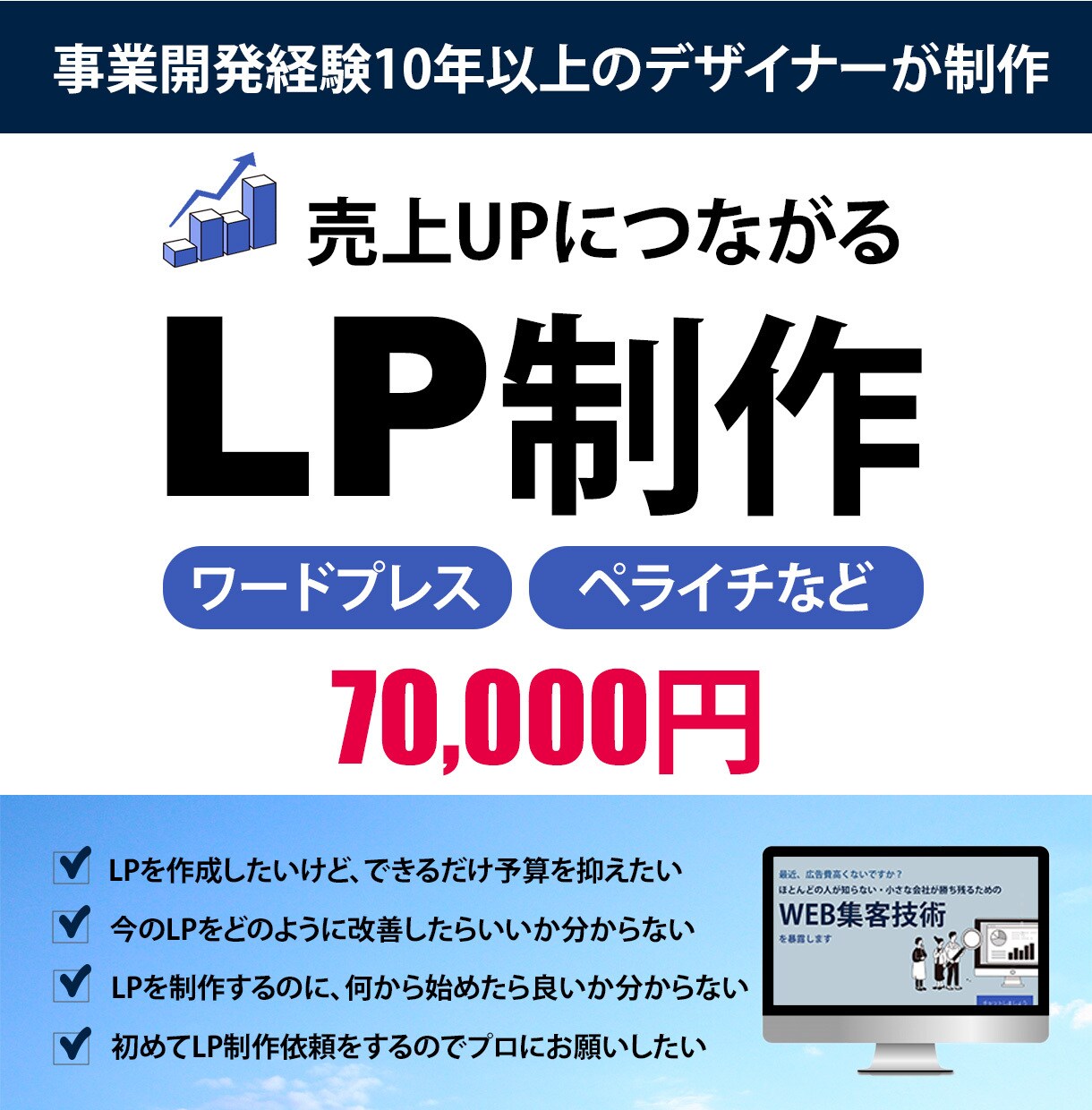 ランディングページを格安で制作いたします コンバージョンされるノウハウを活かして制作します イメージ1