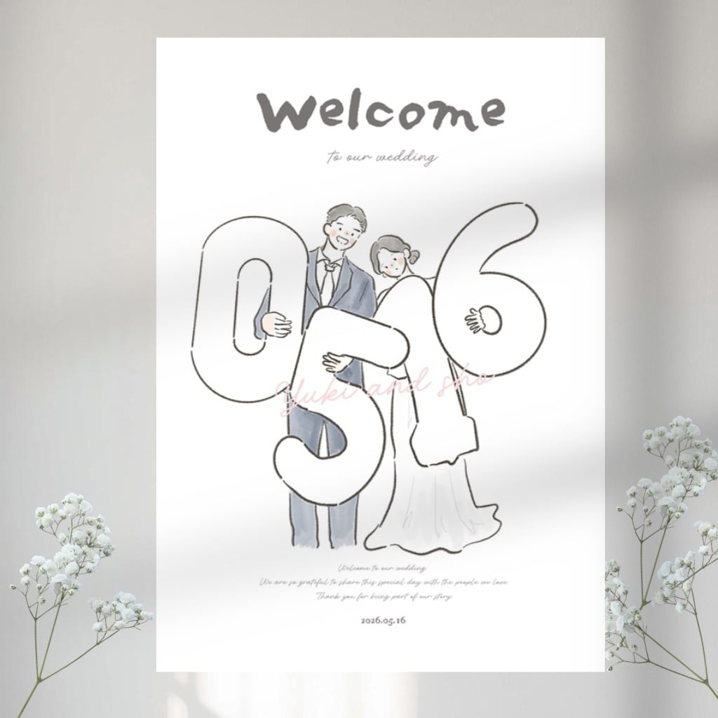 淡色カラーがおしゃれなウェルカムボード描きます 韓国風・ニュアンスで結婚式をおしゃれに彩ります。ペットも可 イメージ3