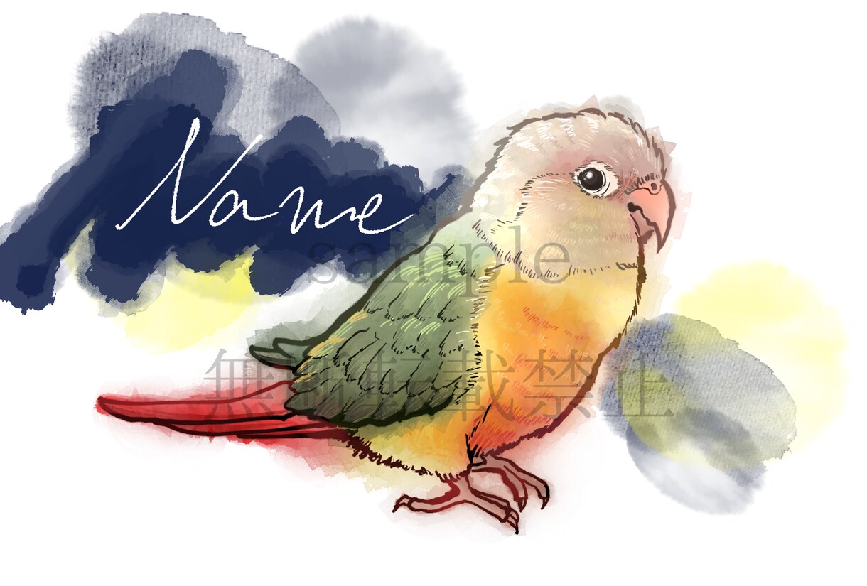 世界に一枚の鳥さんのイラストお描きします お気に入りのお写真から優しいタッチでポストカードを制作します イメージ2