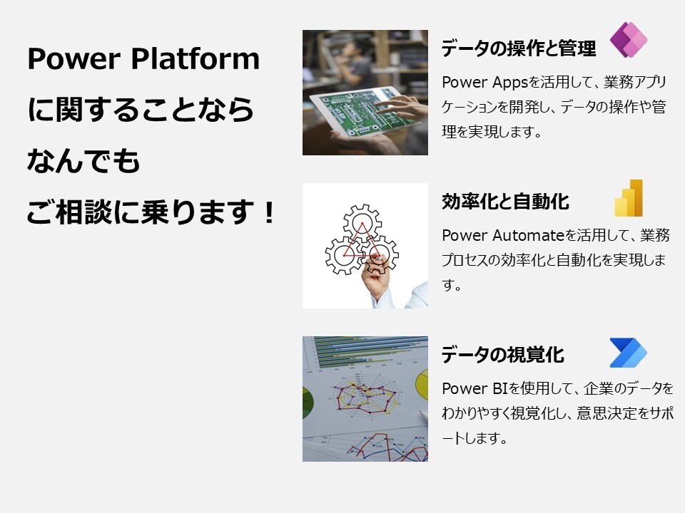 Power Platformに関するご相談承ります 経験豊富な現役エンジニアがあなたのお悩みや希望にお答えします イメージ1