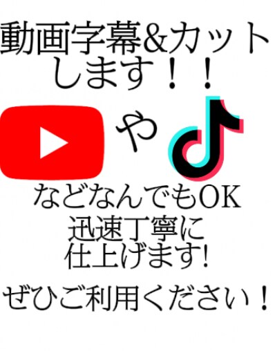 動画の字幕&カットします 動画の字幕&カットを安く早く丁寧にします！ぜひご利用を！！ イメージ1