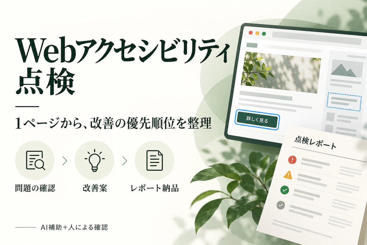 Webアクセシビリティを点検し改善案を届けます 1ページから、根拠と優先順位がわかる報告書 イメージ1