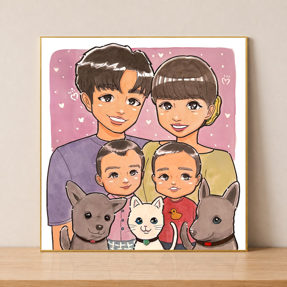 手描きの水彩アニメ風似顔絵をお届けします 還暦祝い・お誕生日・結婚記念日など、さまざまな贈り物に☆ イメージ1