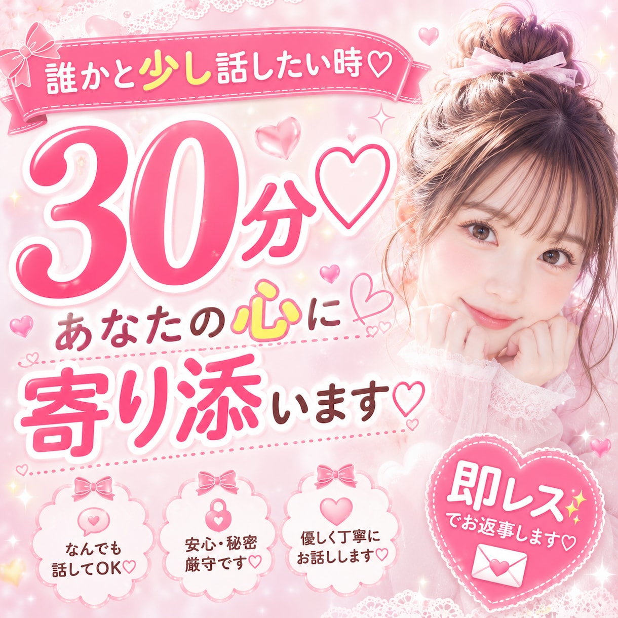 30分間♡あなた専用のお話相手になります 今すぐ誰かと話したい…そんな時に⭐︎即お返事します！◡̈♥︎ イメージ2