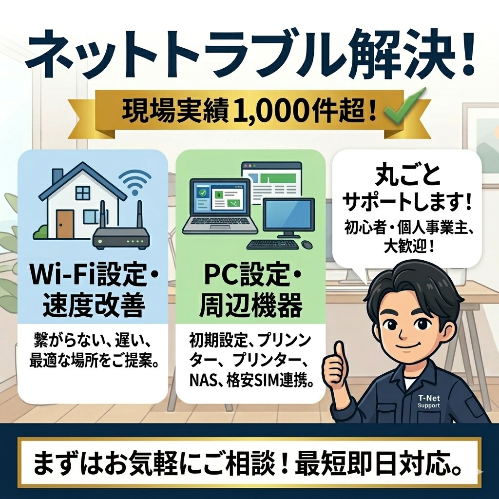 ネットの「困った」や環境をプロが丸ごと解決します WiFi設定からPCトラブルまで現場エンジニアが解決します！ イメージ1