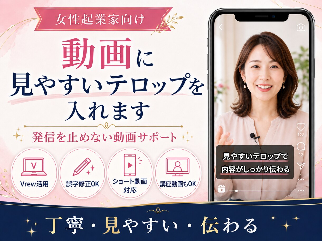 講座・セミナー動画に読みやすい字幕を入れます Vrewを活用し、動画を見やすく整えます イメージ1