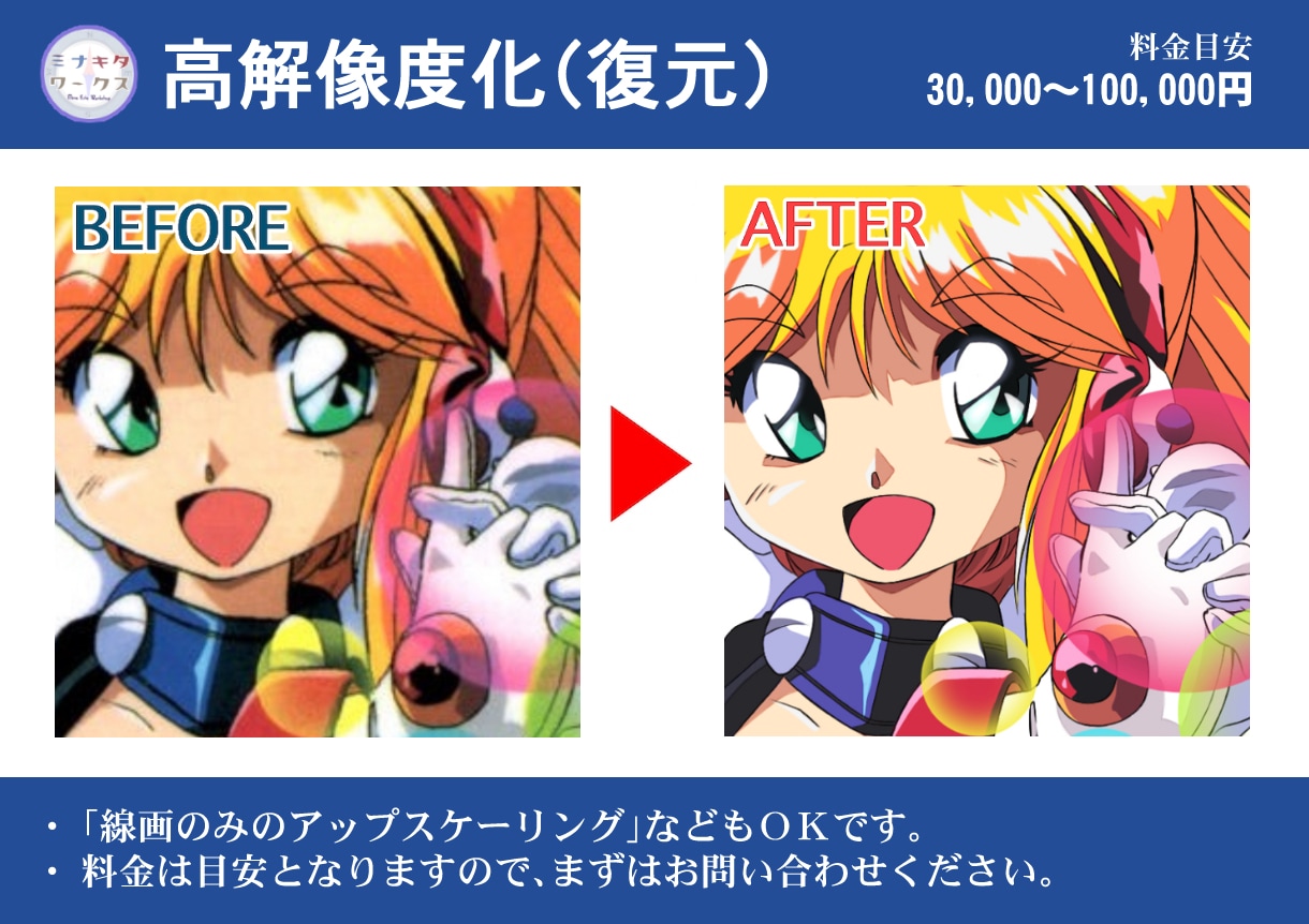 あらゆるイラストを高解像度化・レタッチします 高解像度化・アニメーション化・フォトレタッチ・全般対応可能 イメージ1
