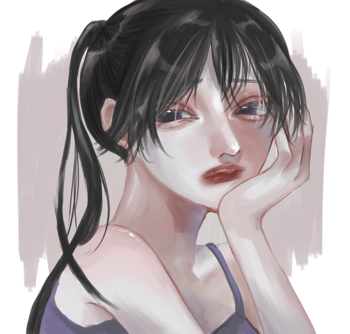 1枚絵/SNS用アイコン描きます アンニュイで綺麗な女の子を描きます！ご要望受け付けます イメージ1