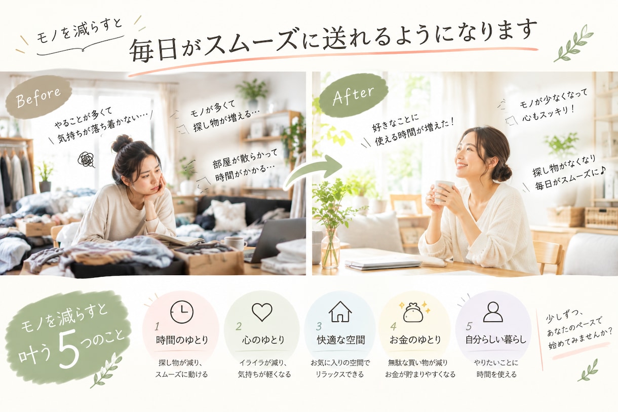 写真で相談！捨てる・残すに迷う物を一緒に整理します 写真を送るだけ！物を減らしてスムーズに暮らそう イメージ2