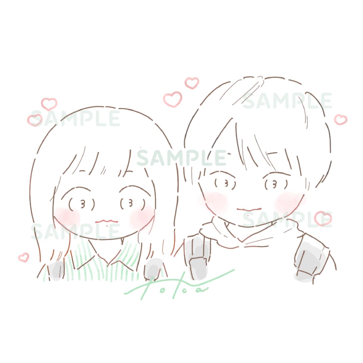2-3人用♡お写真からゆるふわ似顔絵をお描きします 記念日のプレゼントや思い出作りにどうぞ♪ イメージ7