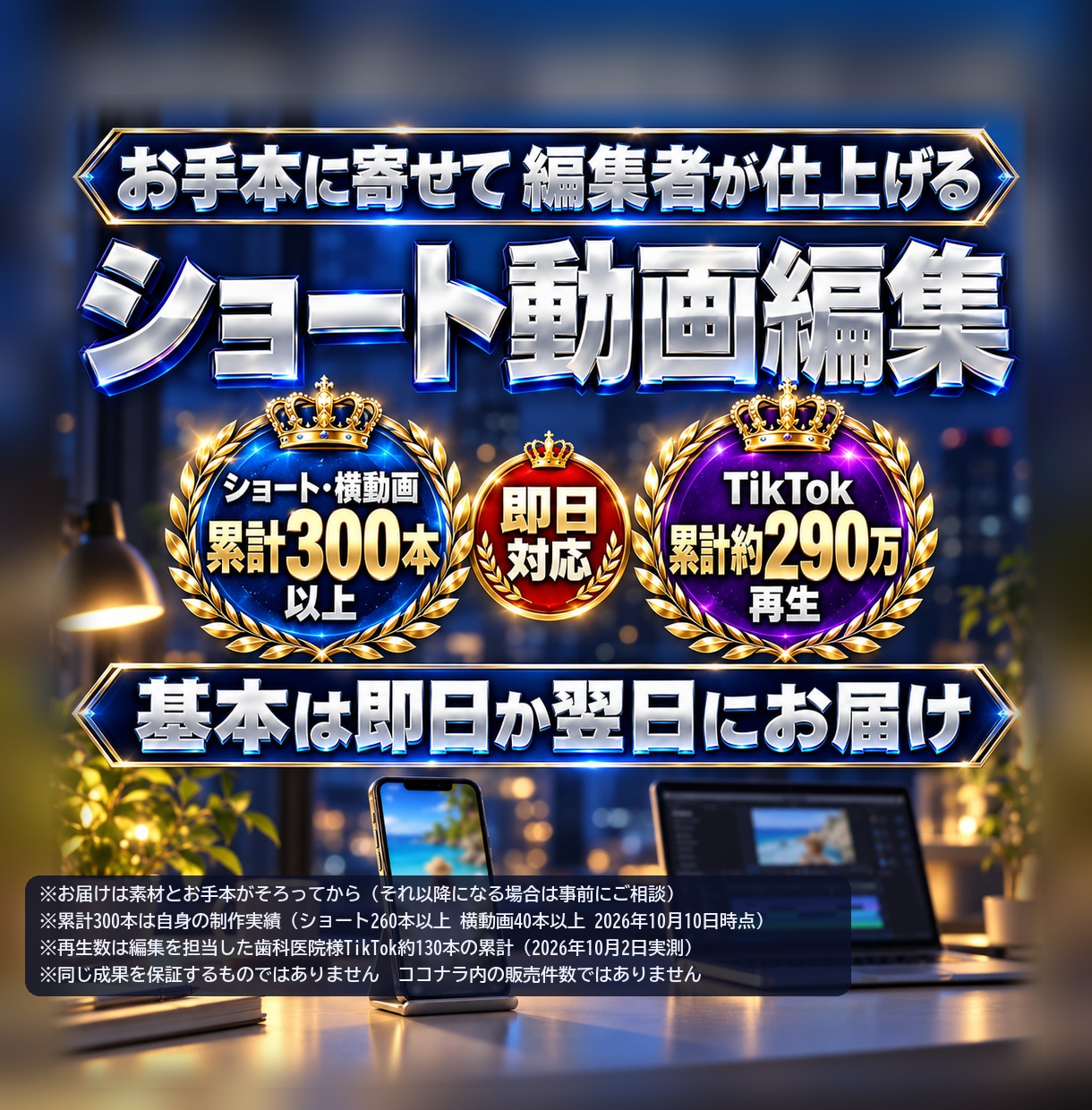 即日｜AI活用でショート動画を編集します お手本の動画を送って｜その見た目に寄せて編集 イメージ1