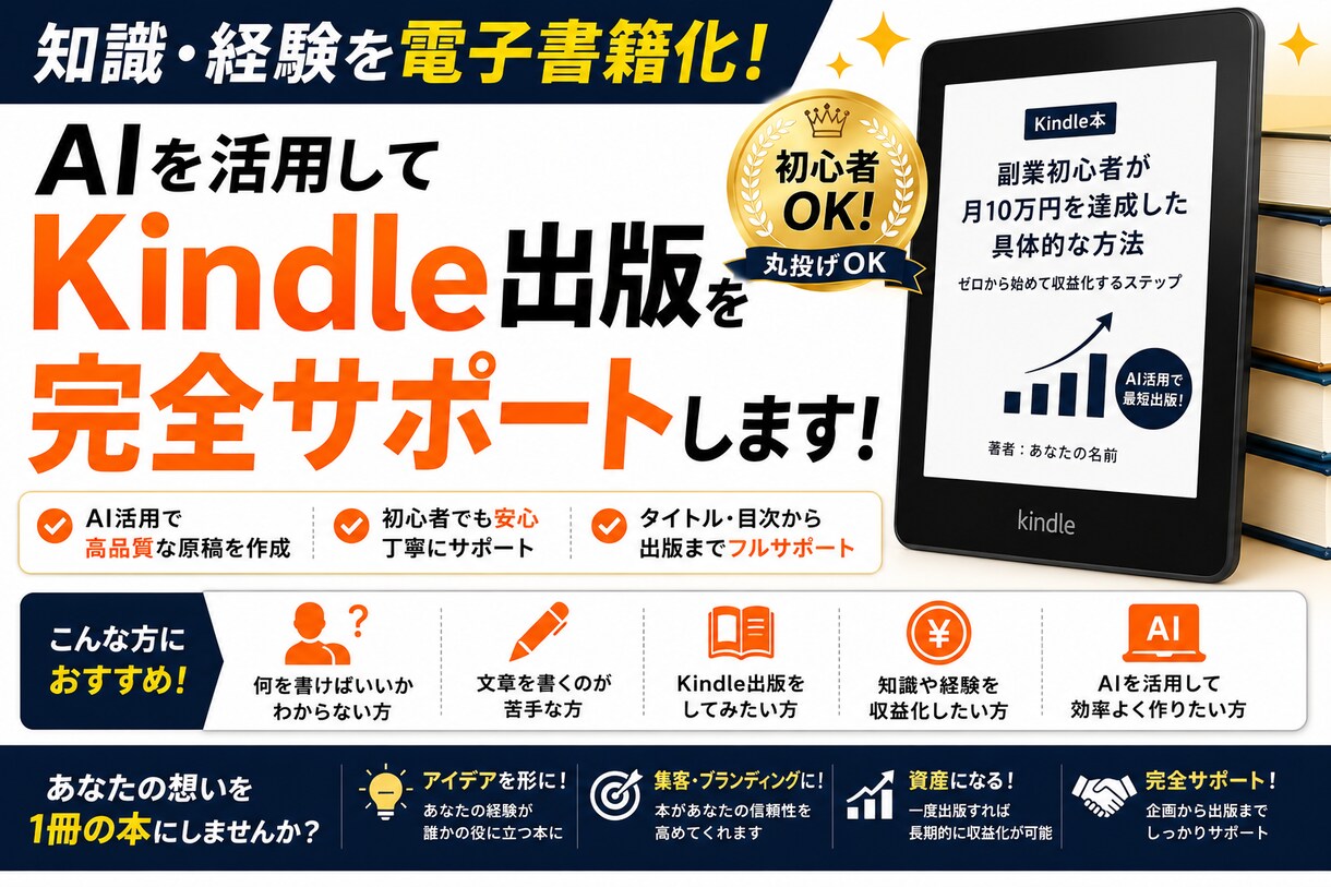 AIを活用してKindle出版を完全サポートします 初心者向けKindle出版サポートします イメージ1