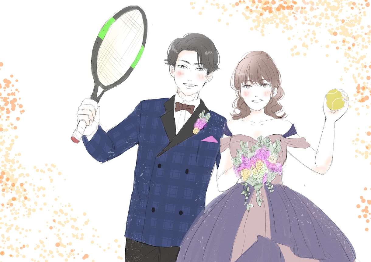 結婚式のウェルカムボードのイラスト描きます ウェルカムボードやペーパーアイテム、家族写真なんでもOK♪ イメージ2