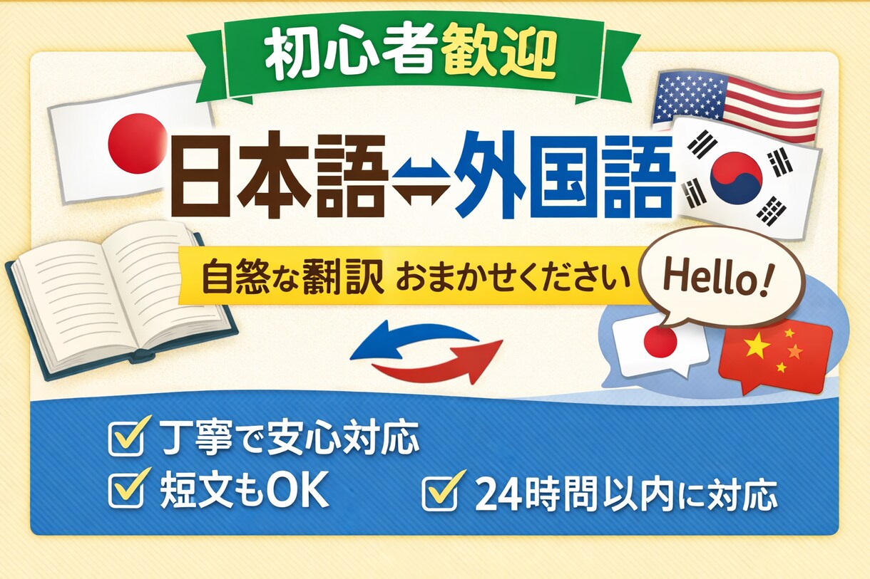 日本語⇄外国語翻訳を丁寧に行います 意味が伝わる自然な表現を心がけて翻訳します イメージ1