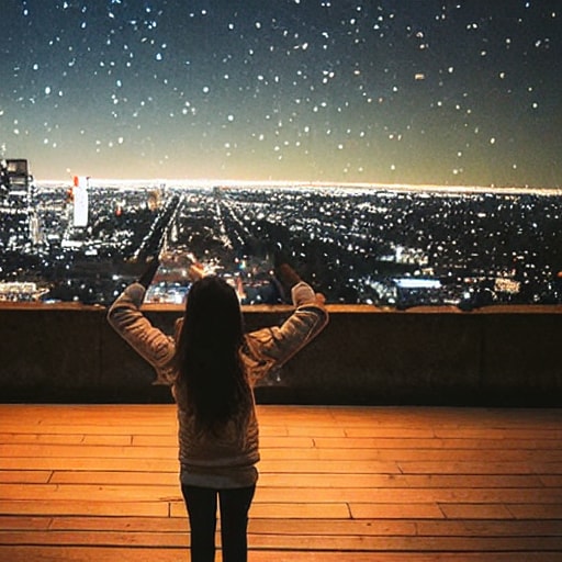夜景を背景とした女性のイラストを販売します 夜景を見る女性をいろいろ作りました#2 イメージ1