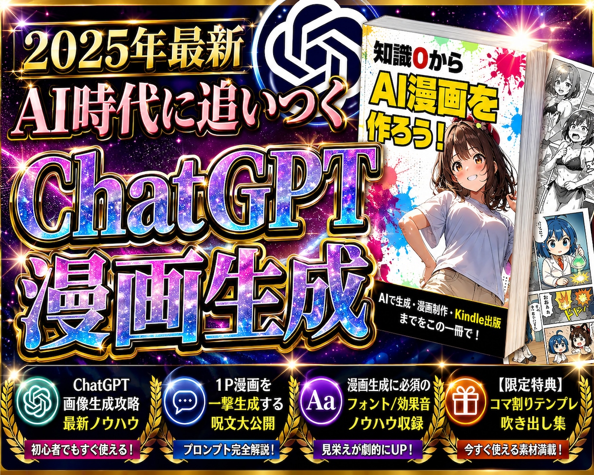 ChatGPTで簡単にAI漫画生成する方法教えます 【簡単生成】画像生成、一撃漫画生成・編集技術を完全解説 イメージ1