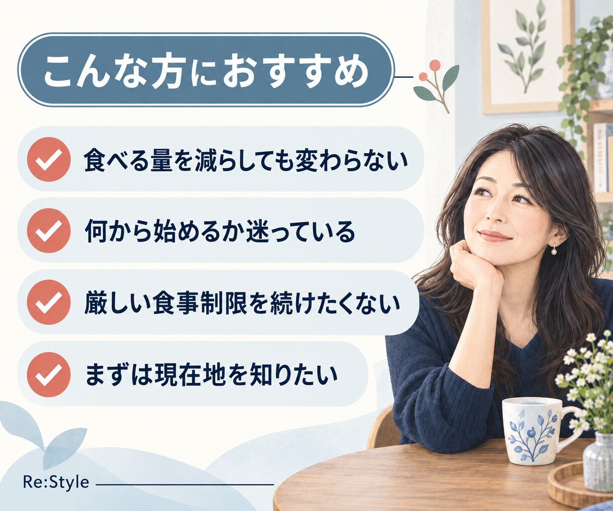 50代の痩せにくさを管理栄養士が整理します 食べる量をさらに減らす前に、最初に見直す一つを見つけます イメージ4