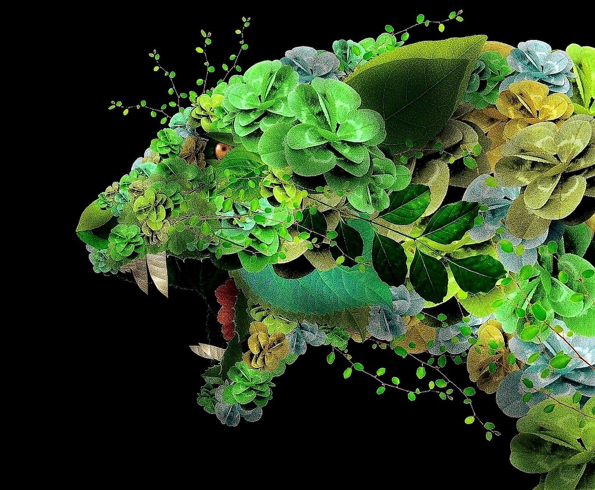 動物似顔絵を植物（花や葉っぱ）で表現します 植物写真コラージュでペットを『ナチュラルアニマル』アートに！ イメージ2