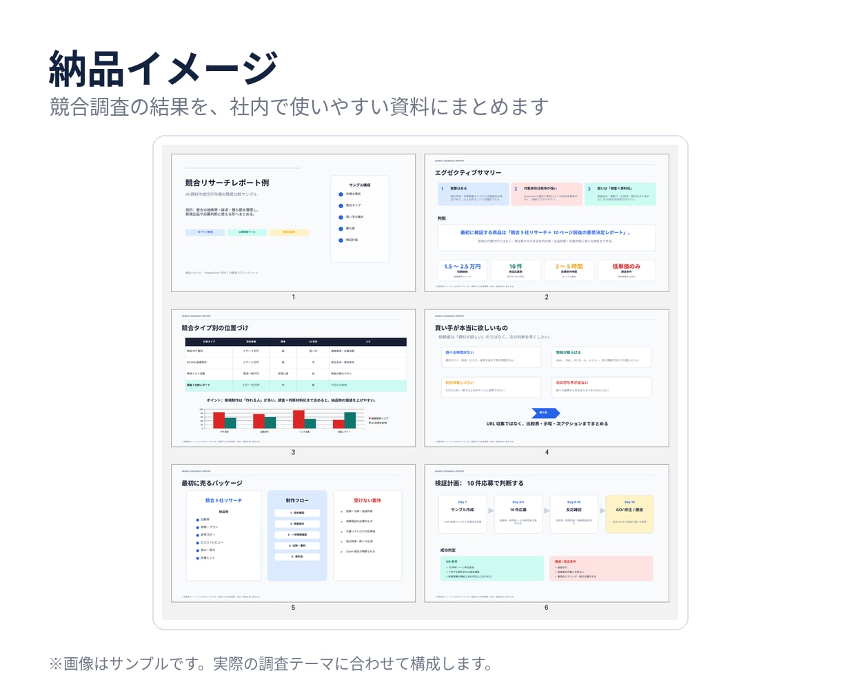 競合3社を調査し比較レポートを作成します 出典付きで違いが分かる資料に整理します イメージ3