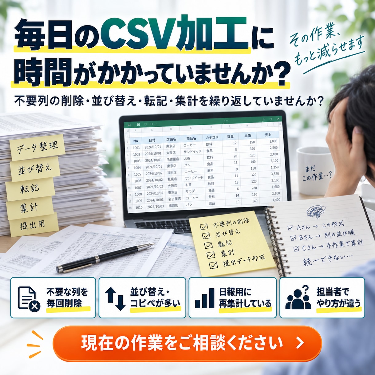 ホテルのPMS・CSVをExcelで自動集計します 予約・売上・宿泊実績など毎日の集計作業を効率化 イメージ2