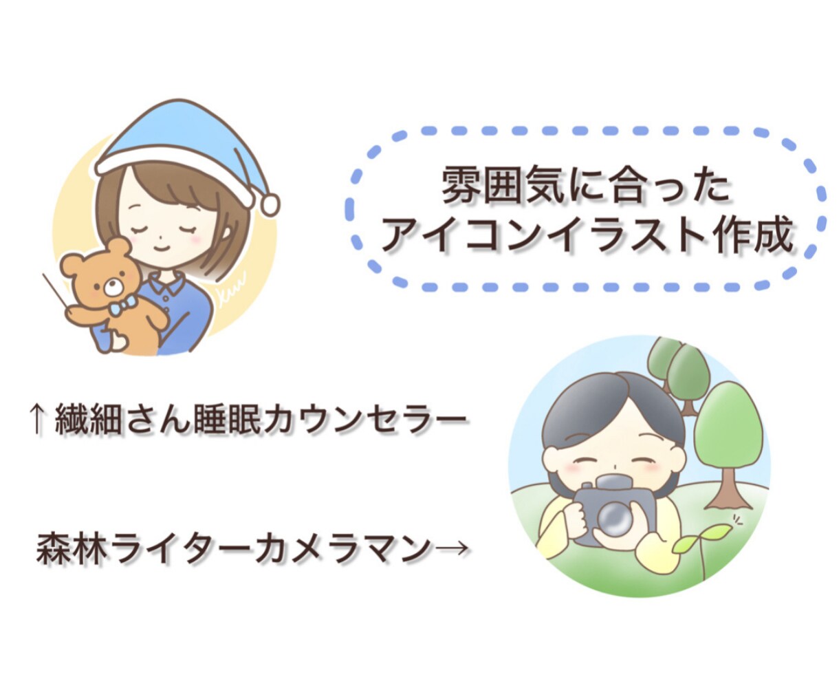 アイコンイラスト作成します 優しい雰囲気のイラストで話したい!と思われるあなたに。 イメージ2