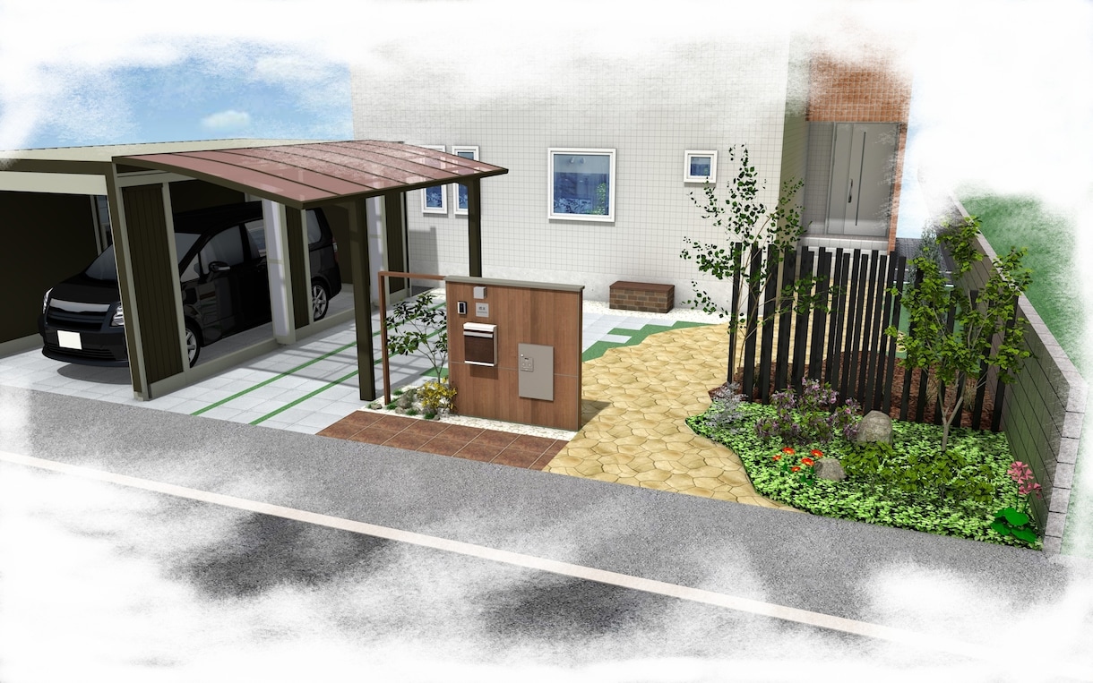 庭、ガーデニング等の3Ｄ外構図面の作成を行います 室内装飾、マンションの外構プラン等もお受けしています イメージ5