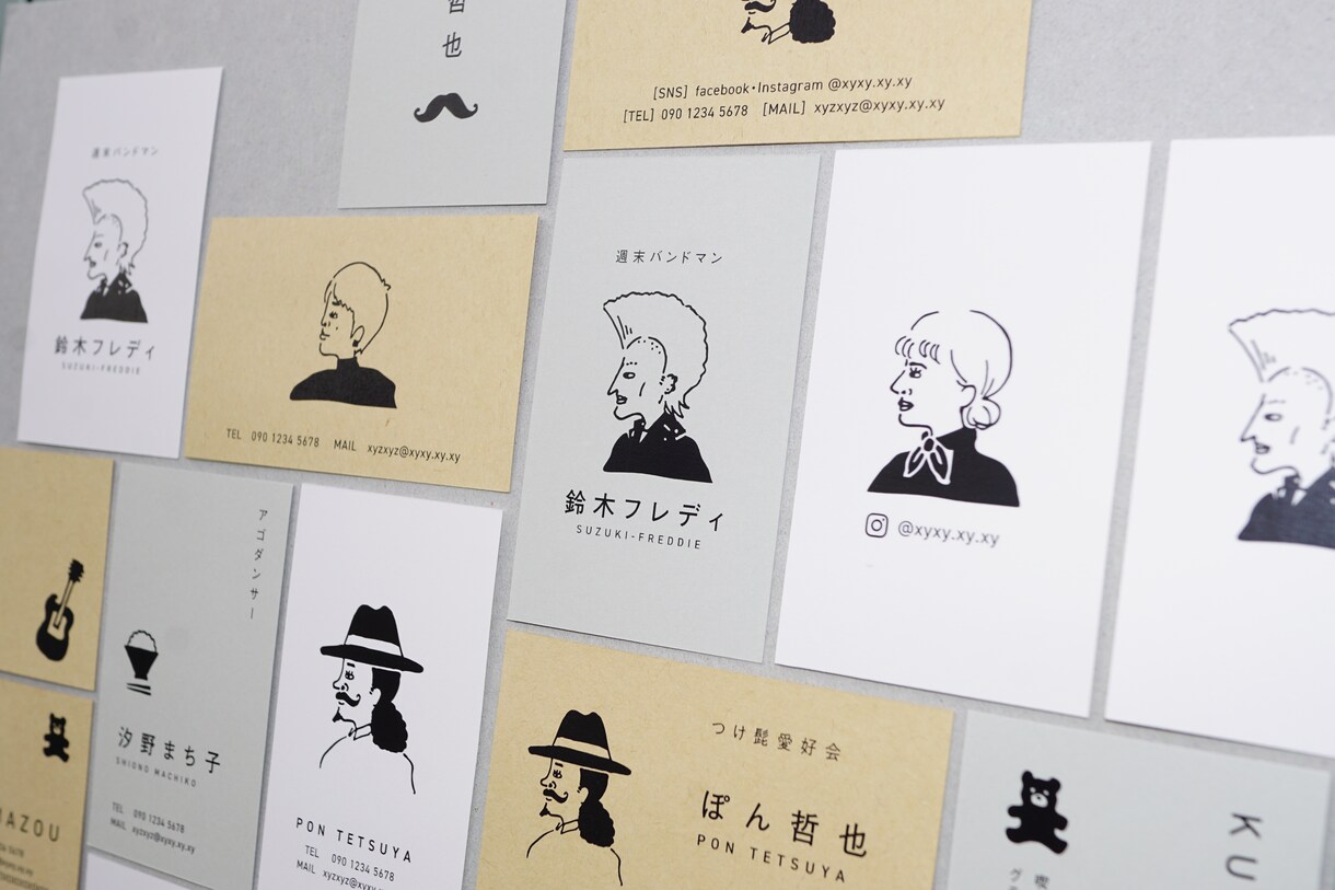 あなたの横顔をイラストにしたシンプル名刺作ります 〈イラスト代・デザイン費・データ納品込み〉印刷も対応可能！ イメージ1