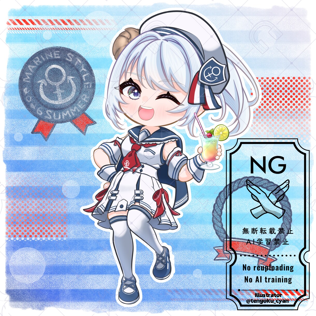 商用利用可！【マリン】ミニキャラを描きます ライバー活動をお手伝い！配信/パネル開け/アイコン/グッズ イメージ8