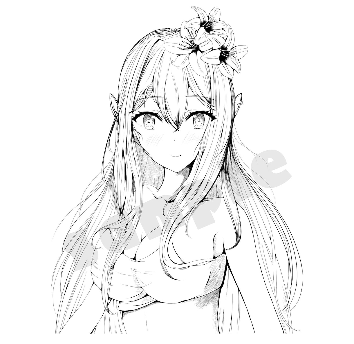 線画の可愛い女の子描きます 漫画風タッチ黒一色のオリキャラ制作 イメージ4