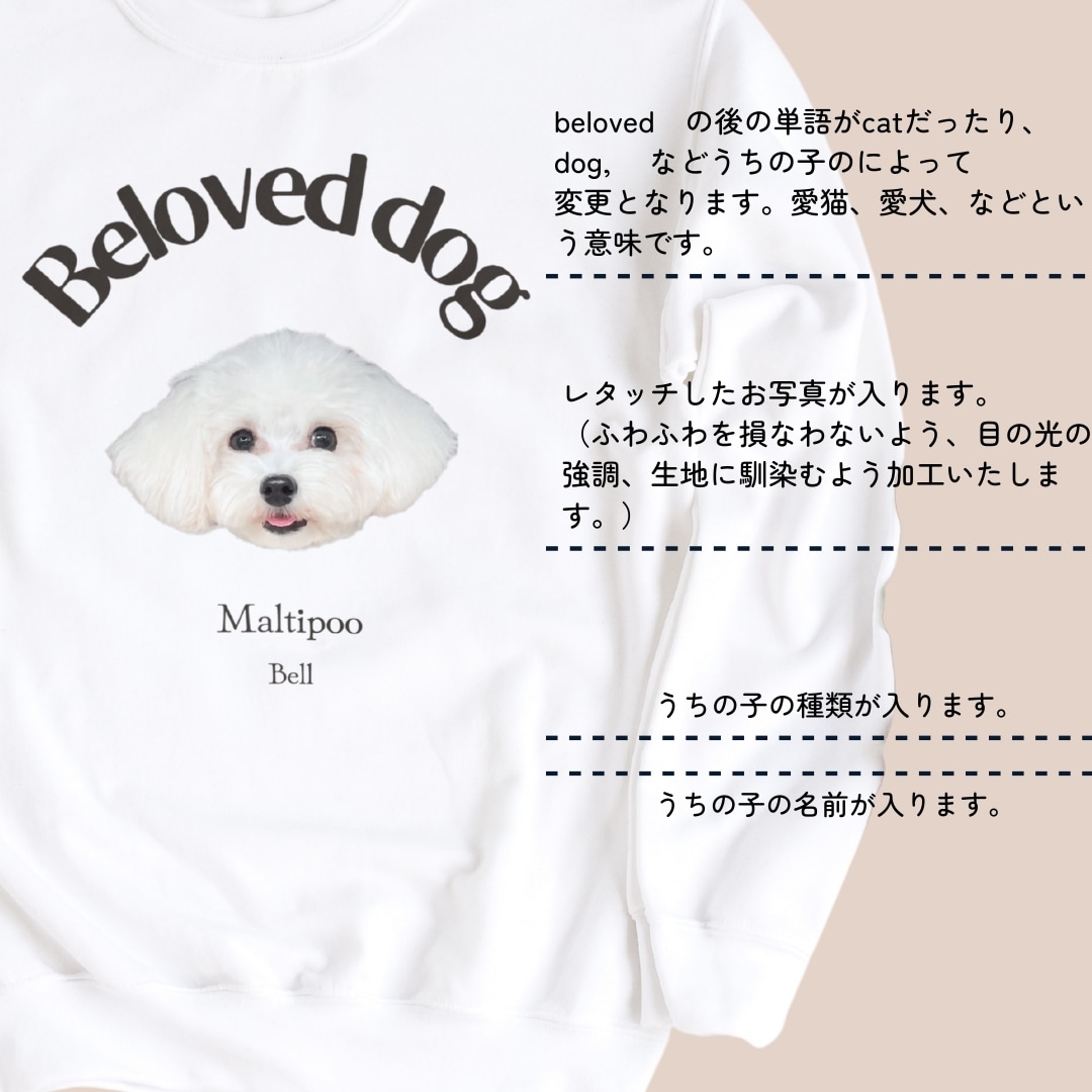 ペットのお写真でうちの子スウェットを作成いたします 私だけのオリジナルのトレーナーを作成します♪お子さんの顔でも イメージ2
