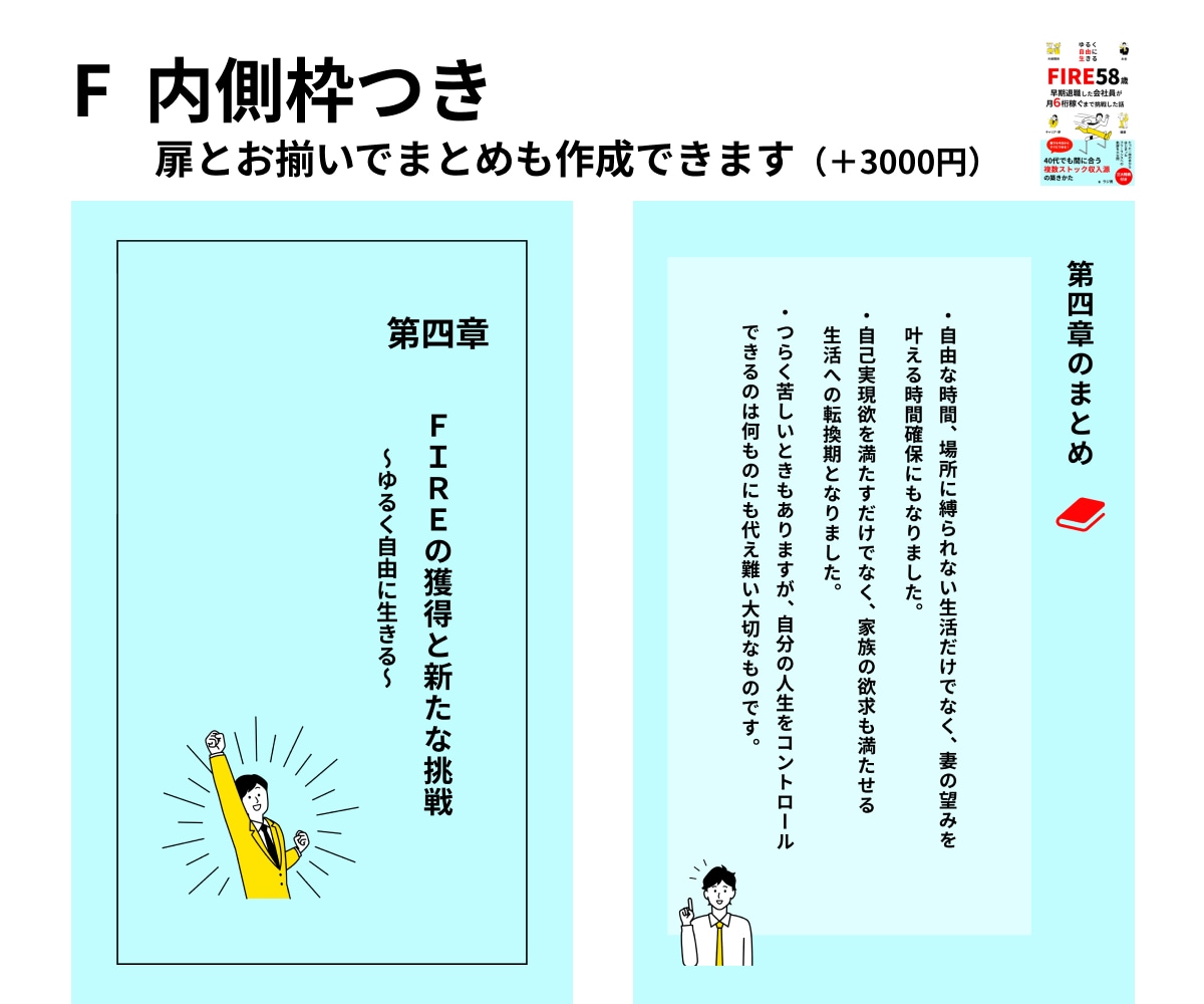 電子書籍の中のオリジナルでステキな中扉を作ります 書籍の表紙に合わせた章扉を色やデザインで個性を出しませんか？ イメージ7