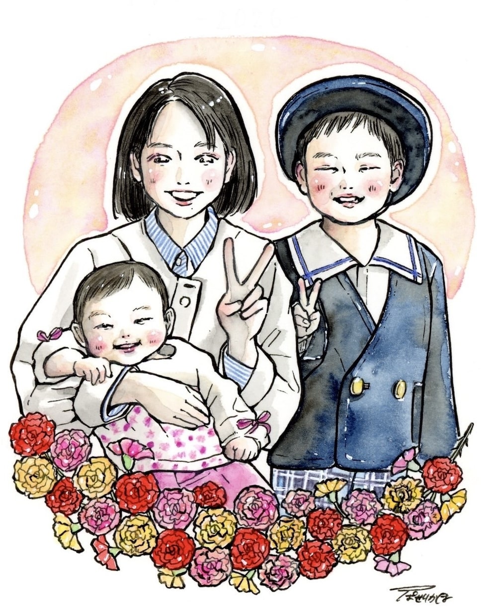 手描き水彩＊記念日にがおえ描きます 原画とデータお渡し！祝いの贈り物にピッタリです♪ イメージ6