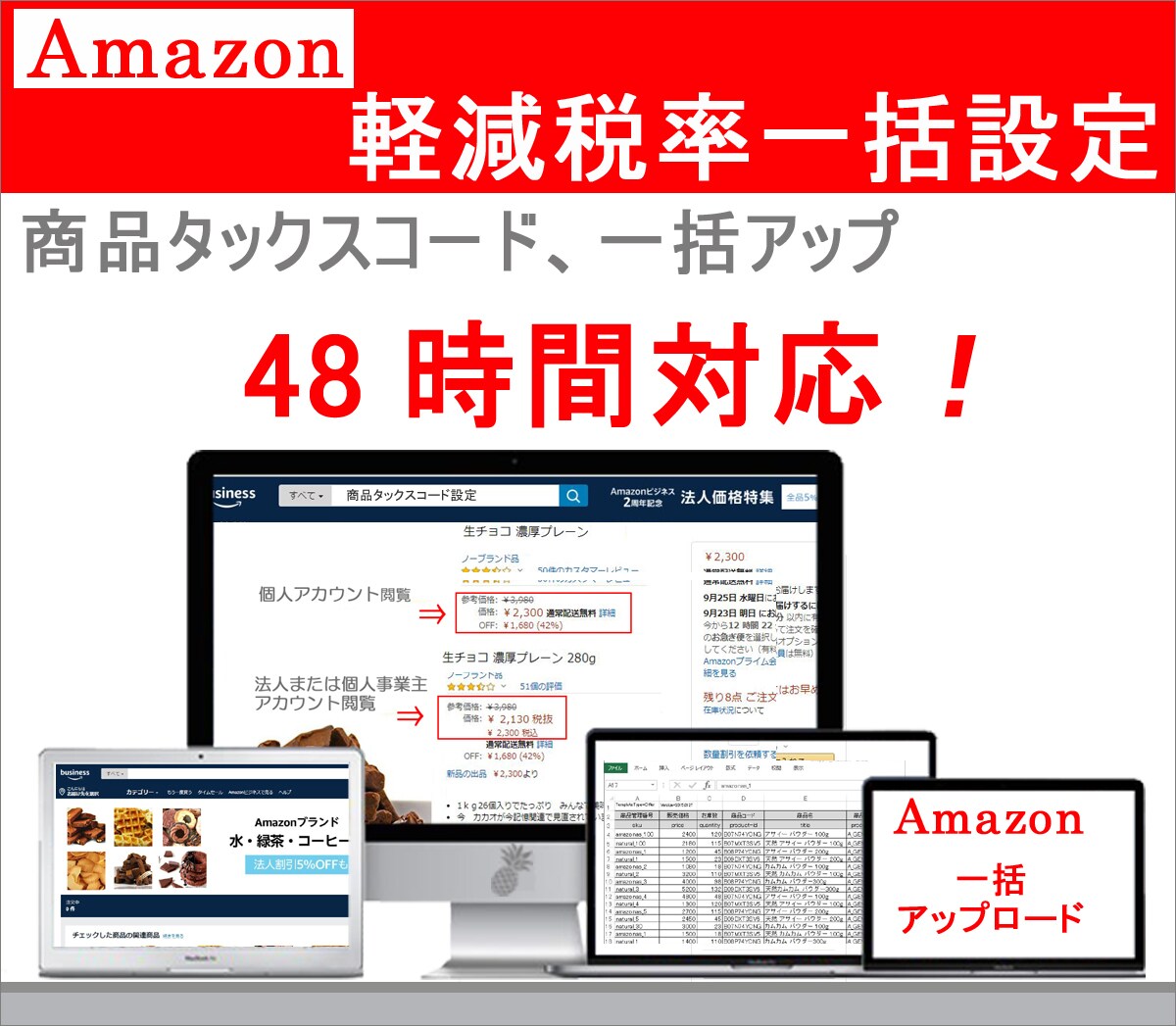 Amazon軽減税率アマゾン設定代行します アマゾン面倒なAmazonタックスコード設定、スピード仕上げ イメージ2
