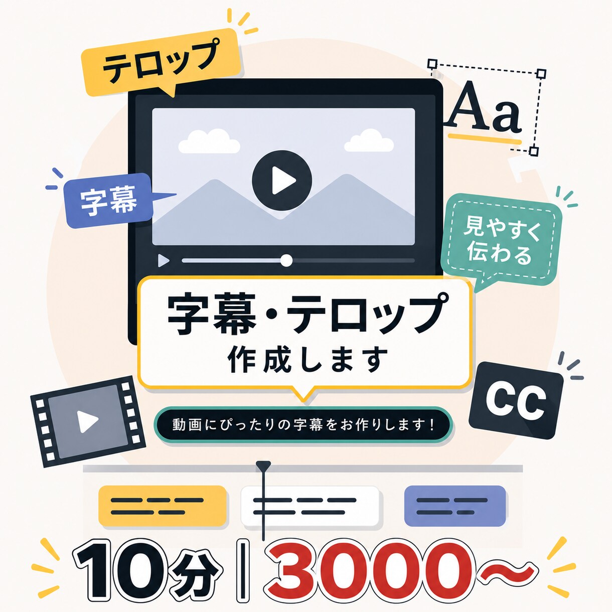 動画字幕・テロップ作成します 見やすく丁寧！カット編集対応してます！ イメージ1