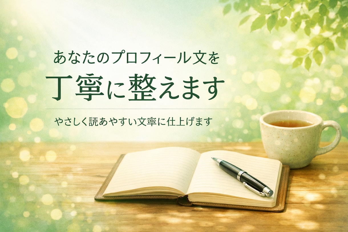 伝わるプロフィールに整えます 伝わる自己紹介に整えます。静かに、あなたらしさを残したまま。 イメージ1