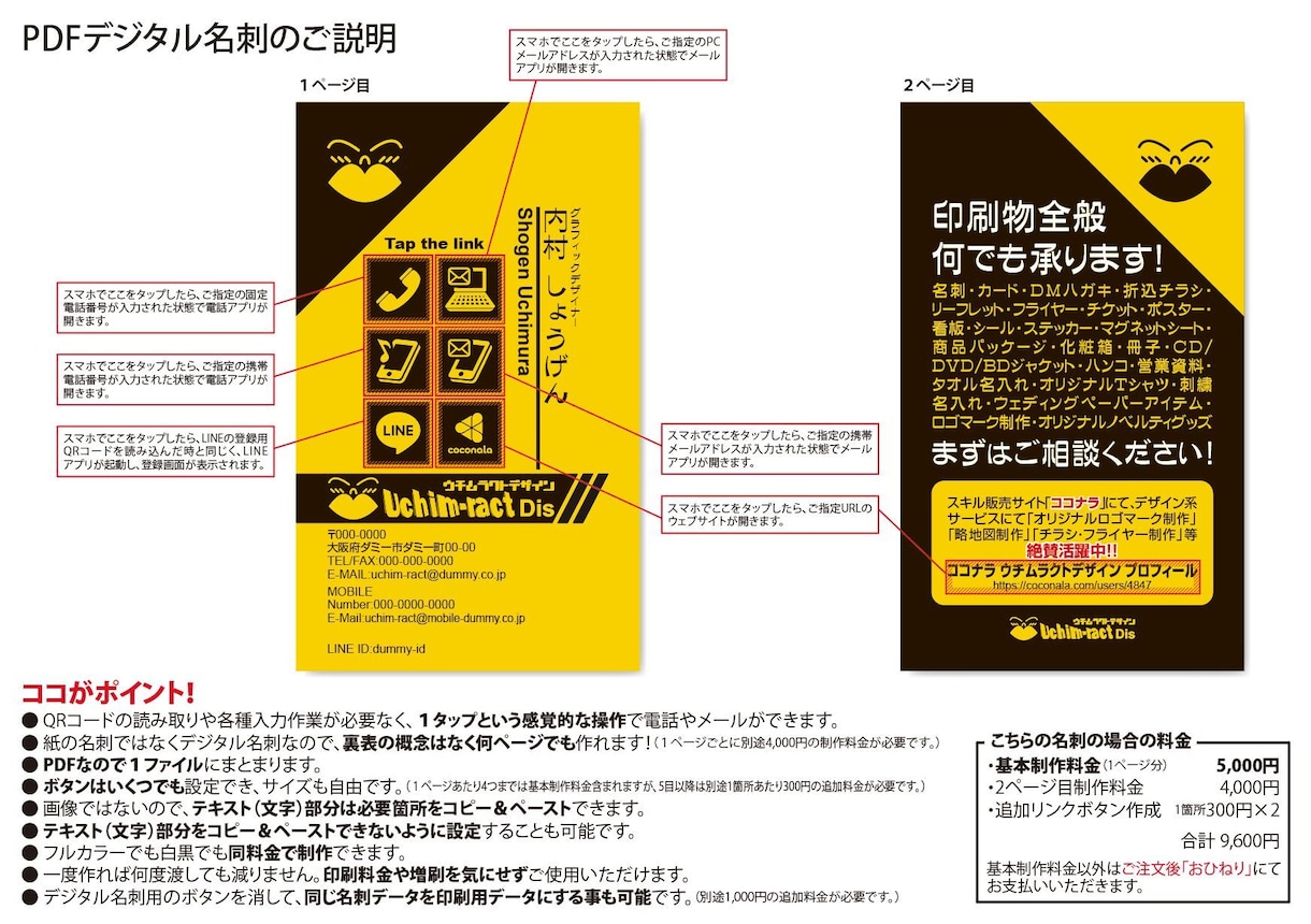 フルオリジナル PDF形式デジタル名刺制作します 電話もWebサイトもLINE登録だって 1タップ！ イメージ2