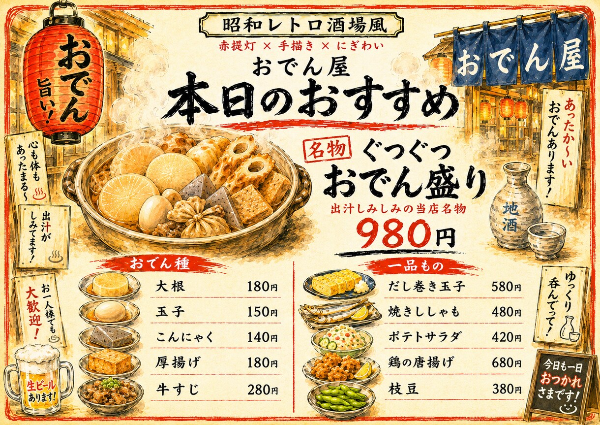 温かみあるメニュー表を作成します お店の雰囲気に合わせて選べる4スタイル イメージ5