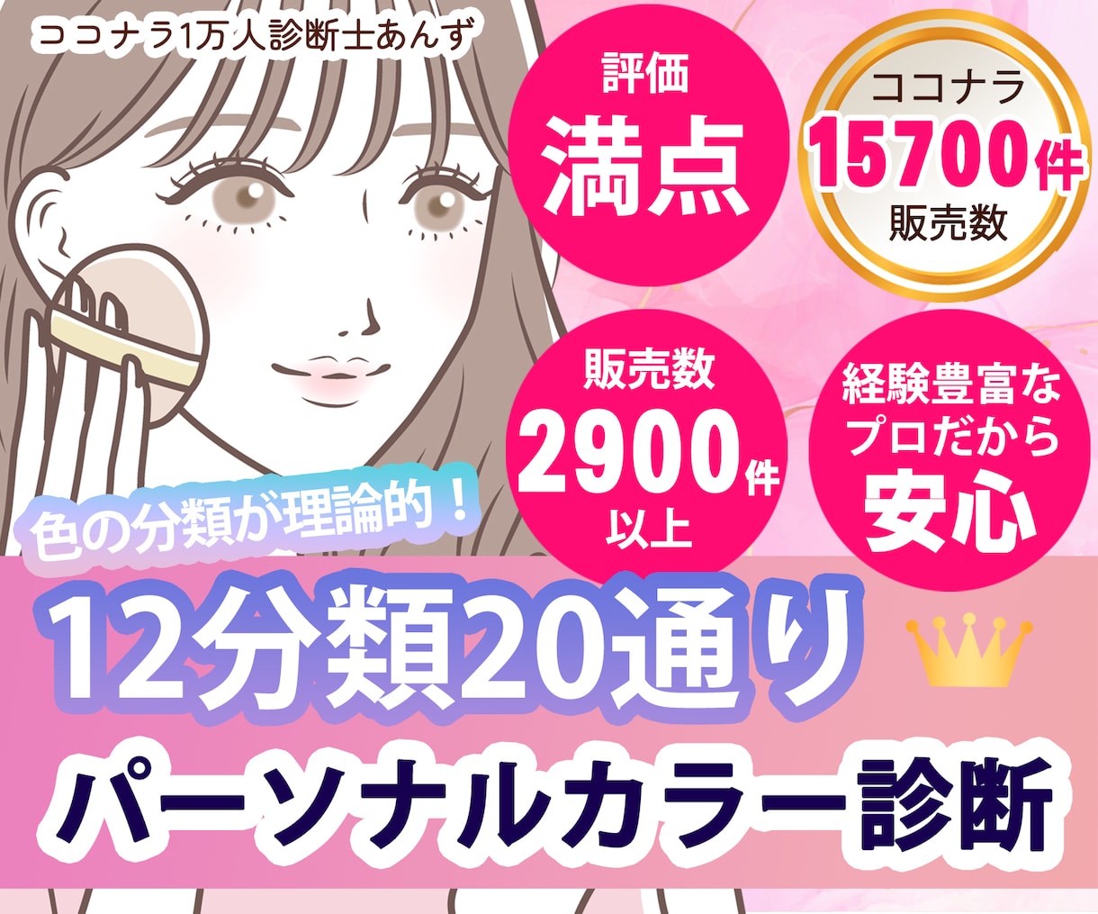 実績１位♥精密12分類パーソナルカラー診断します 割引❤20通り12分類対応★ココナラ・ファッシャン診断数1位 イメージ1