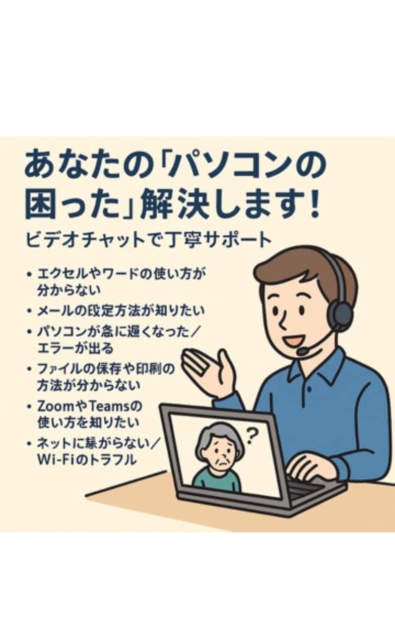 ビデオチャットで丁寧サポートします あなたのパソコンの困りごと、プログラミングの相談など イメージ1