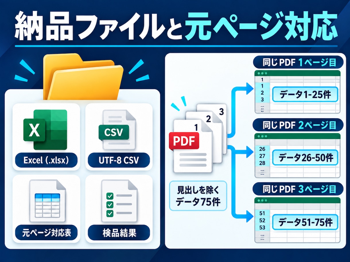 PDFの表をExcelとCSVに変換します 3ページ・600セルまで。対応表と確認メモ付き イメージ3
