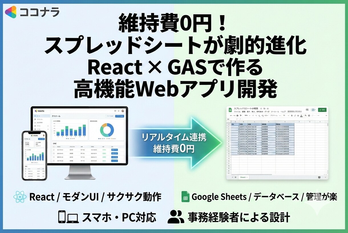 React×GASの高機能Webアプリ開発します DBスプレッドシート。在庫管理・顧客管理・社外公開も対応。 イメージ1