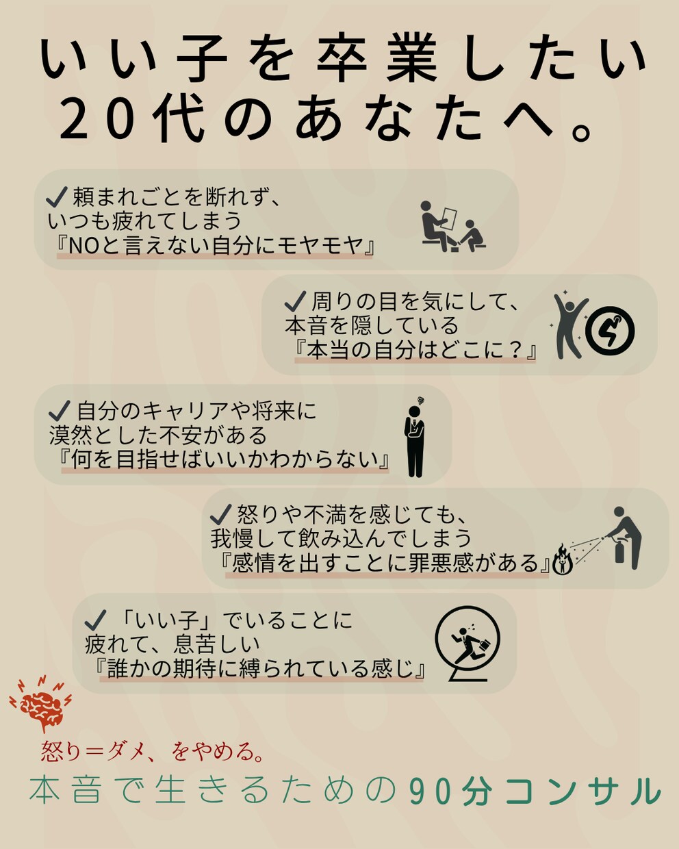 20代限定|怒りと本音に向き合う対話をします 感情の整理と自己理解を深める90分セッション イメージ2
