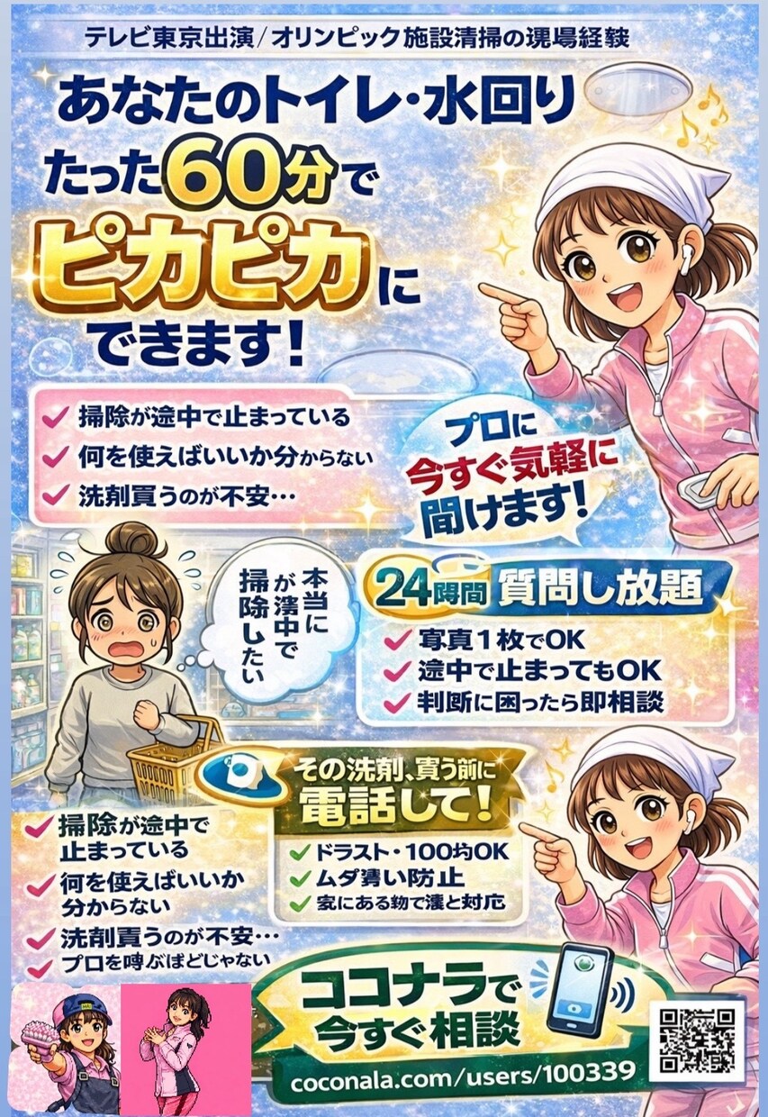 レジ前で電話ください！掃除アイテム買い物同行します ドラッグストア迷子専用｜清掃歴16年のプロがその場で選びます イメージ2
