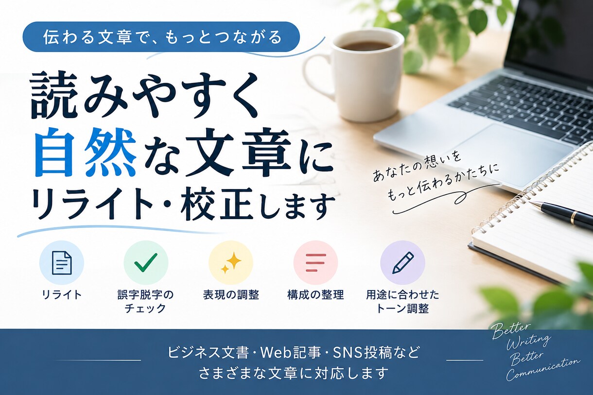 読みやすく自然な文章にリライトします 誤字脱字から表現の調整まで丁寧に対応します イメージ1