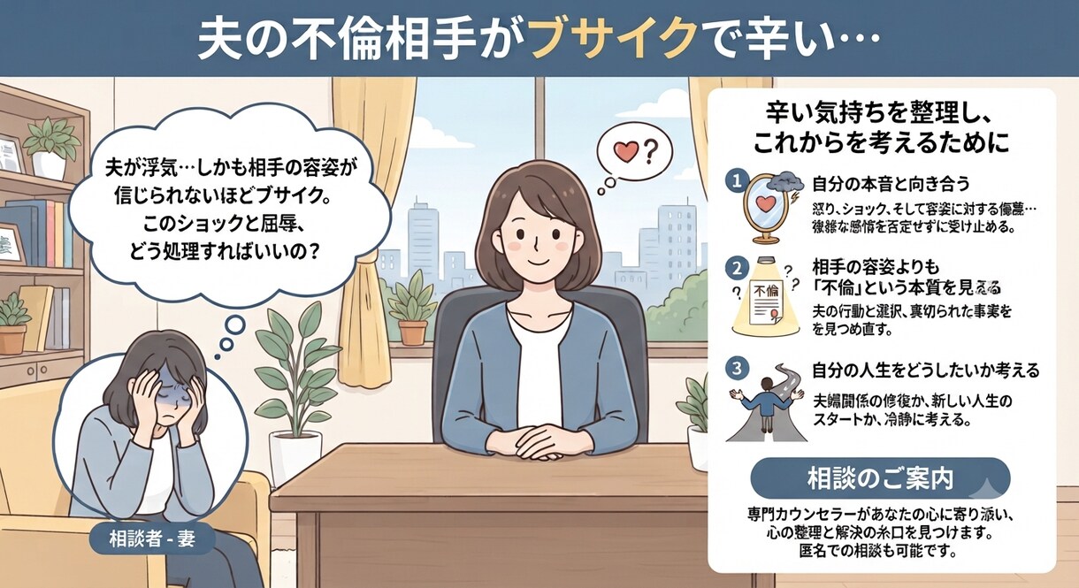 不倫相手がブスすぎて辛い方の愚痴聞きます 毒舌あきちゃんがあなたの悪ノリに乗っかります♡ イメージ1