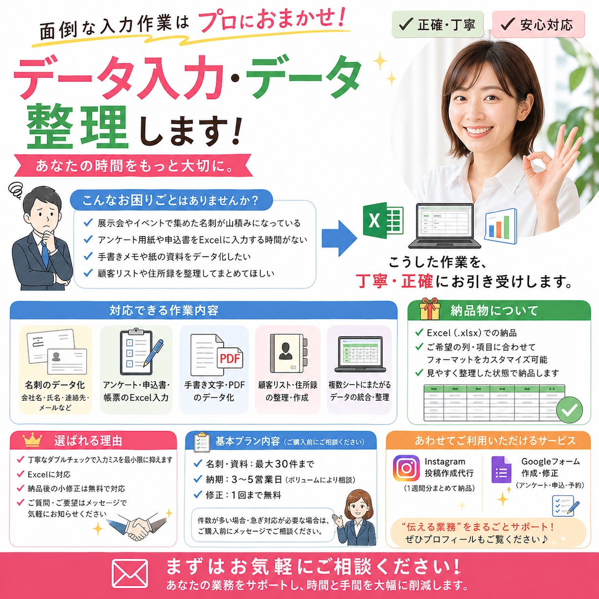 アンケート・資料データ入力をExcelで代行します 紙の情報をExcelに正確に対応します イメージ1