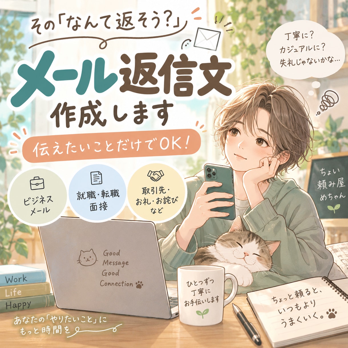 メール「なんて返そう？」返信文を作成します 伝えたいことだけ送れば、返信文に整えます イメージ5
